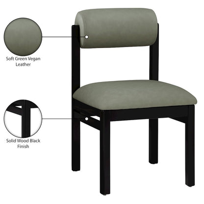 Roundhill Green Vegan Leather Upholstered Dining Chair, Set of 2