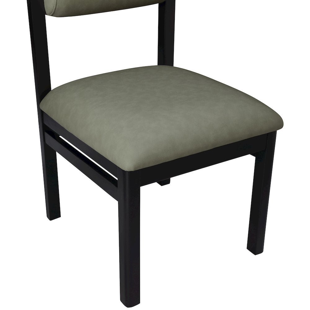 Roundhill Green Vegan Leather Upholstered Dining Chair, Set of 2