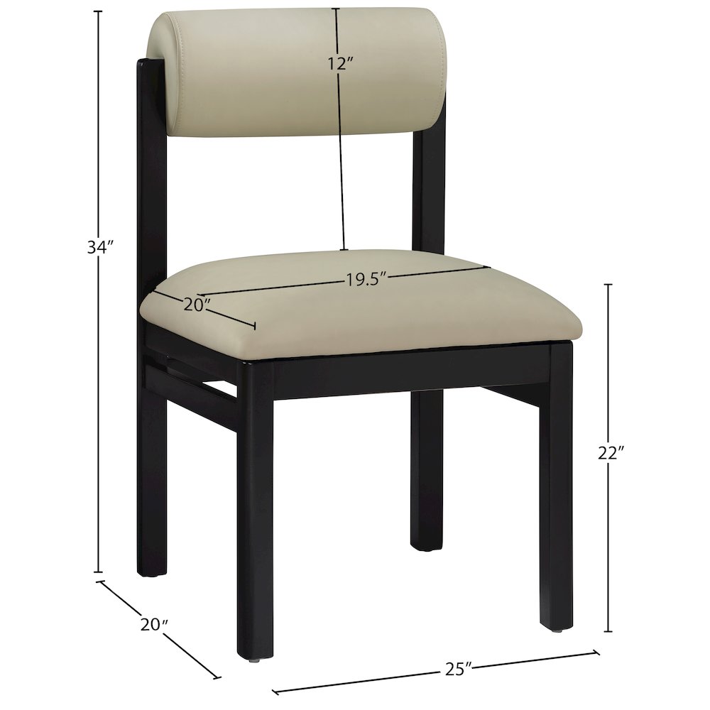 Roundhill Taupe Vegan Leather Upholstered Dining Chair, Set of 2