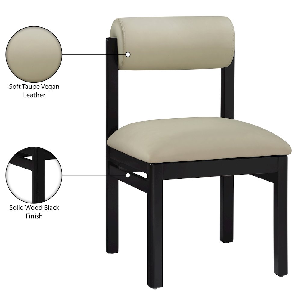 Roundhill Taupe Vegan Leather Upholstered Dining Chair, Set of 2