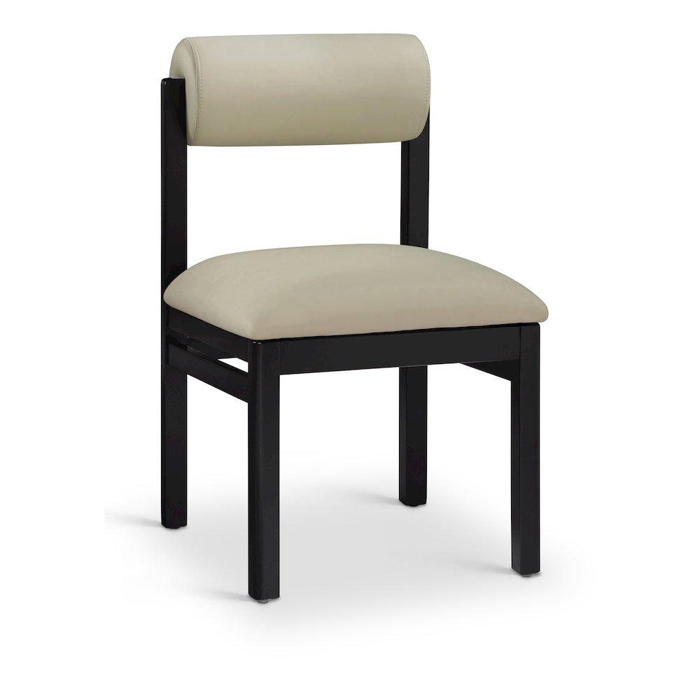 Roundhill Taupe Vegan Leather Upholstered Dining Chair, Set of 2