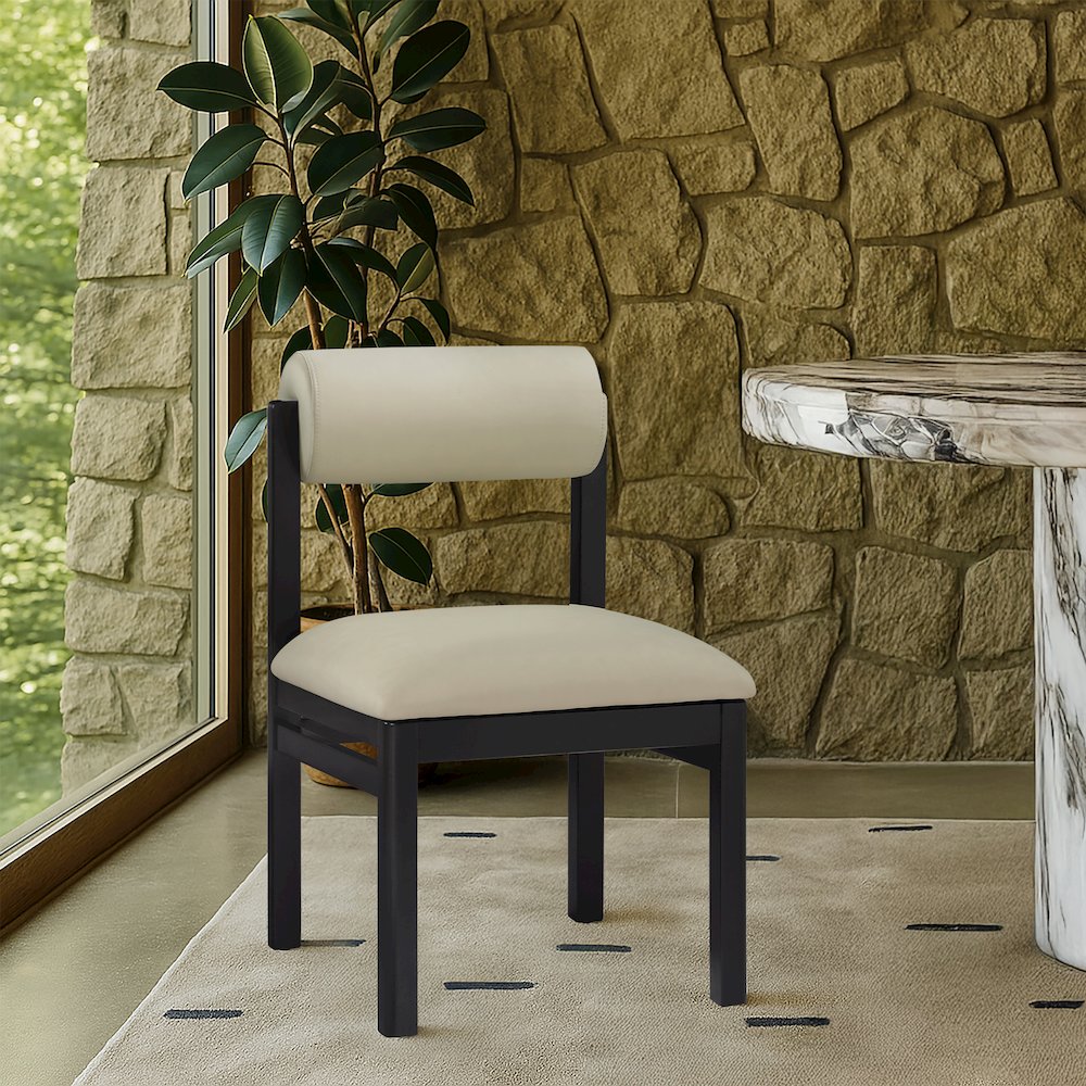 Roundhill Taupe Vegan Leather Upholstered Dining Chair, Set of 2