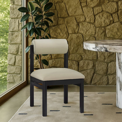 Roundhill Taupe Vegan Leather Upholstered Dining Chair, Set of 2