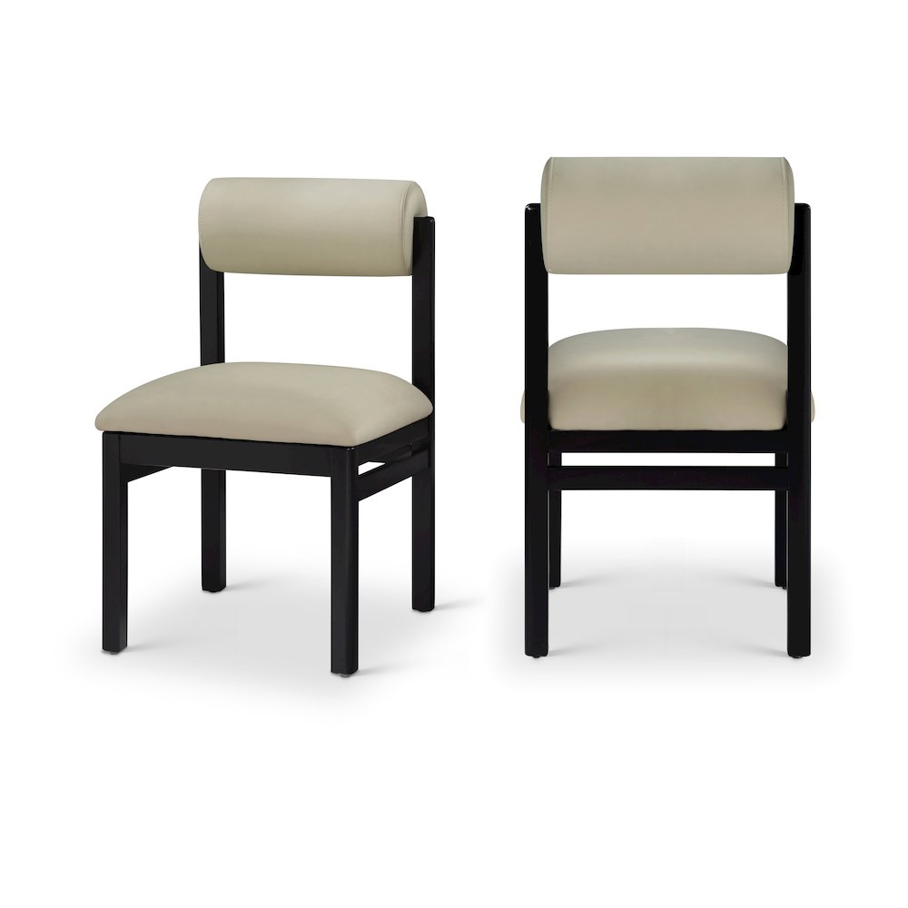 Roundhill Taupe Vegan Leather Upholstered Dining Chair, Set of 2