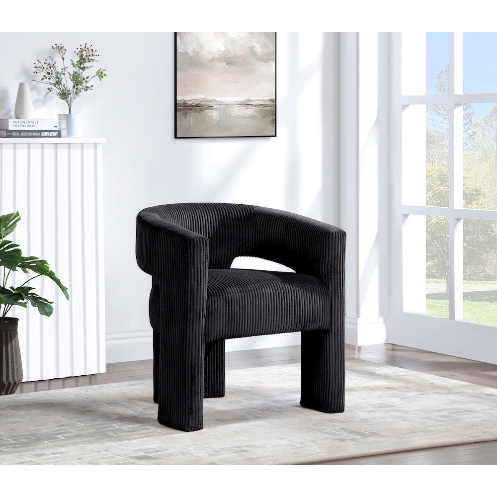 Riz Black Corduroy Fabric Accent/Dining Chair