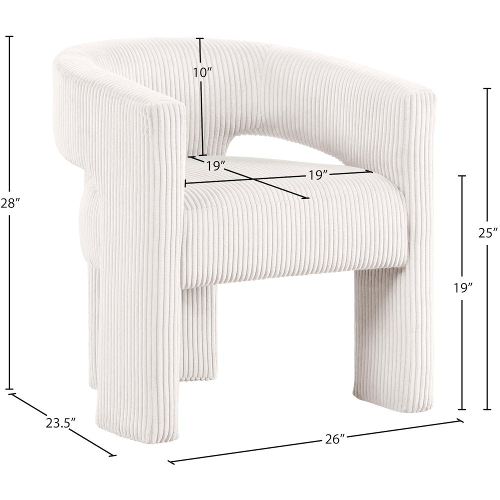 Riz Cream Corduroy Fabric Accent/Dining Chair