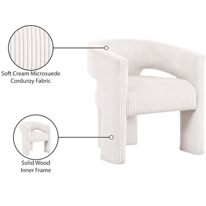 Riz Cream Corduroy Fabric Accent/Dining Chair