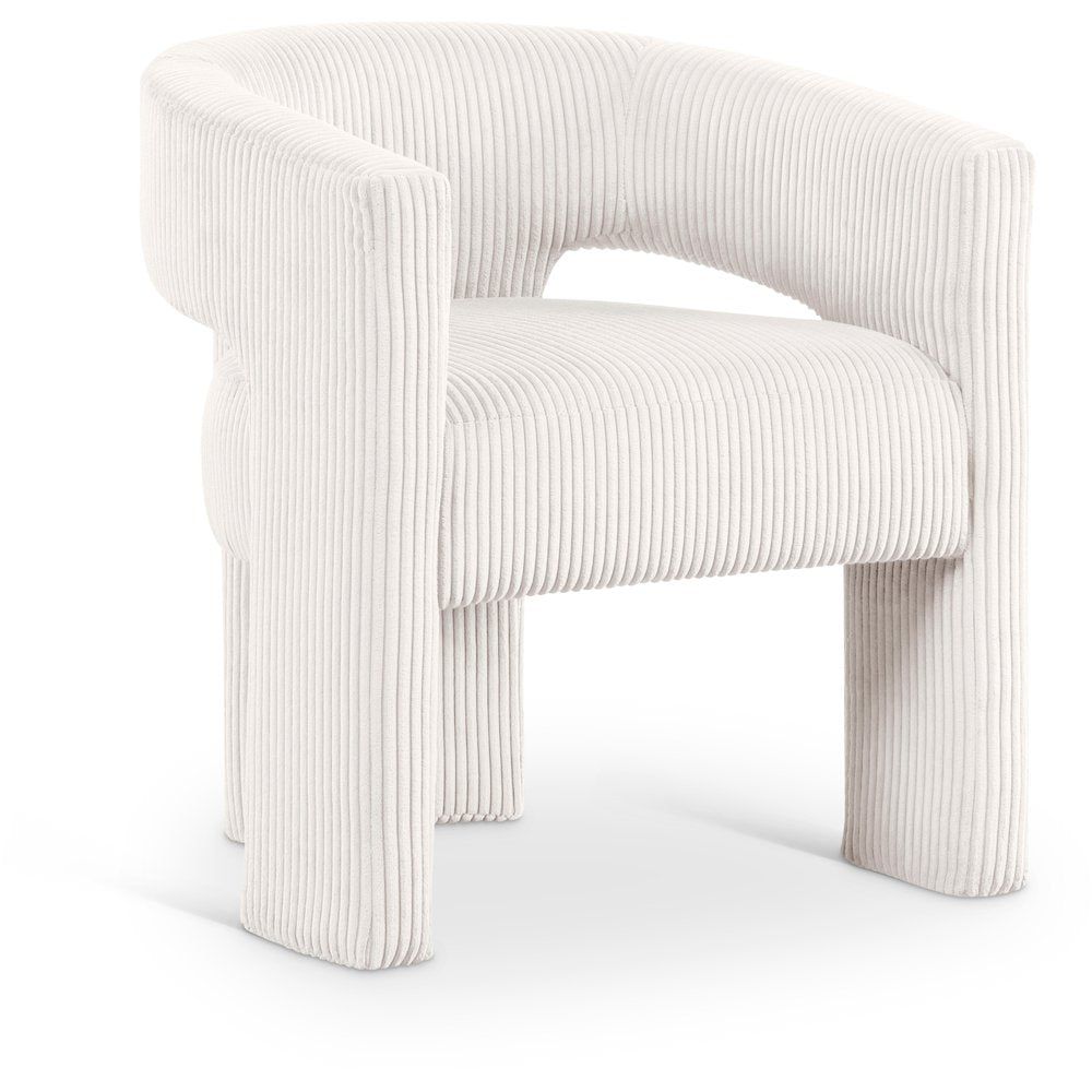 Riz Cream Corduroy Fabric Accent/Dining Chair