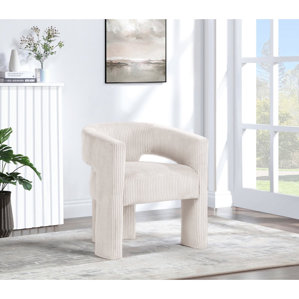 Riz Cream Corduroy Fabric Accent/Dining Chair