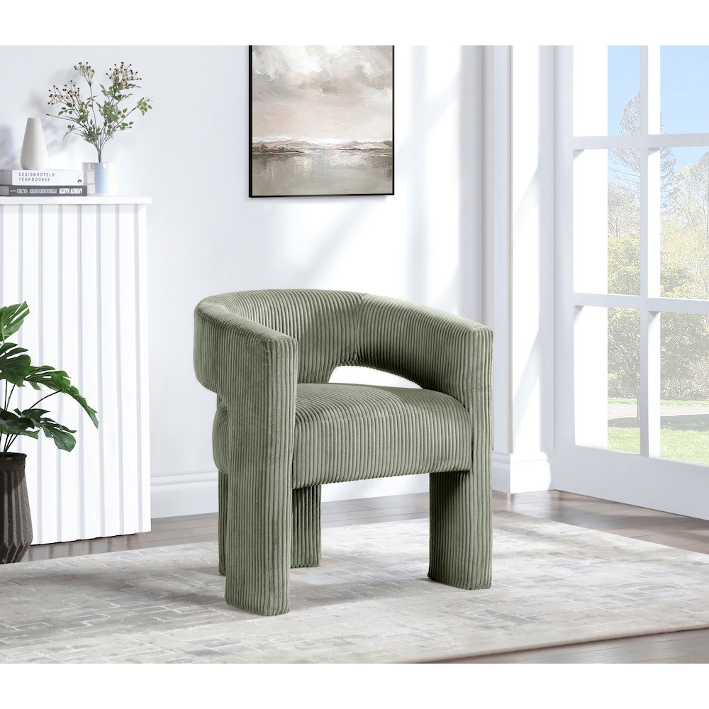 Riz Green Corduroy Fabric Accent/Dining Chair