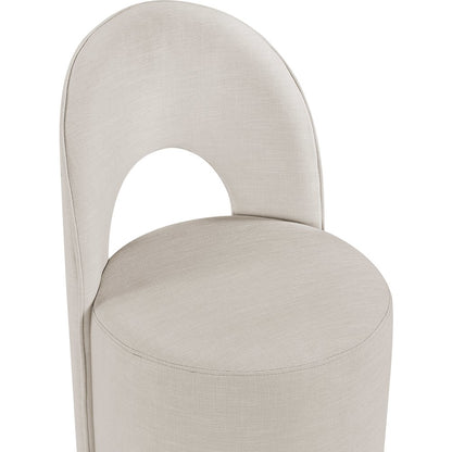 Beige Linen Textured Performance Fabric Upholstered Dining Chair, Set of 2