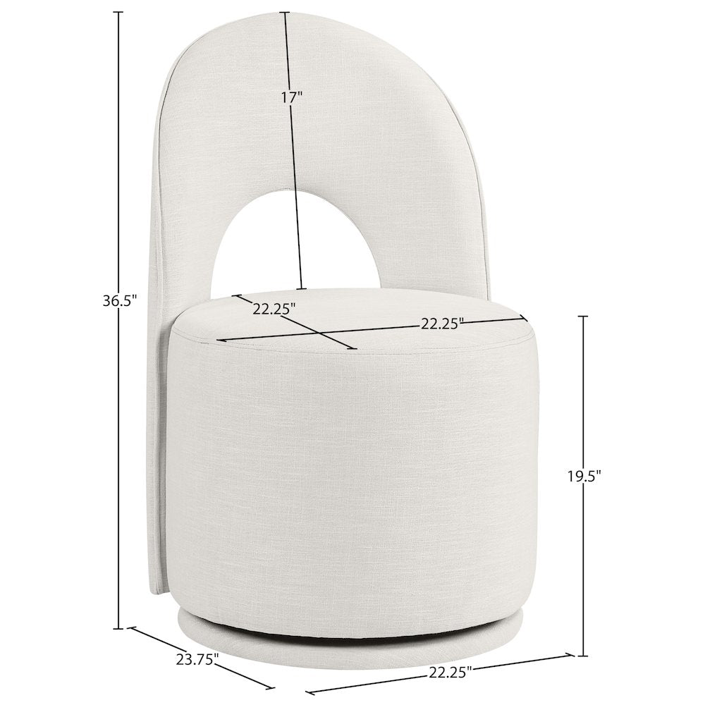 Cream Linen Textured Performance Fabric Upholstered Dining Chair, Set of 2