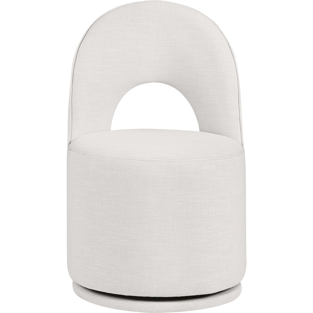 Cream Linen Textured Performance Fabric Upholstered Dining Chair, Set of 2