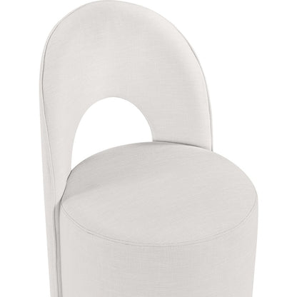 Cream Linen Textured Performance Fabric Upholstered Dining Chair, Set of 2