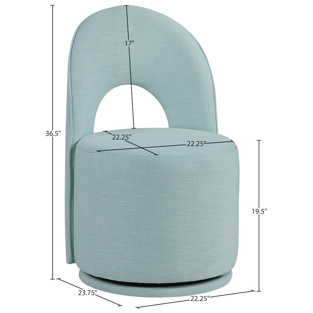 Light Blue Linen Textured Performance Fabric Upholstered Dining Chair, Set of 2