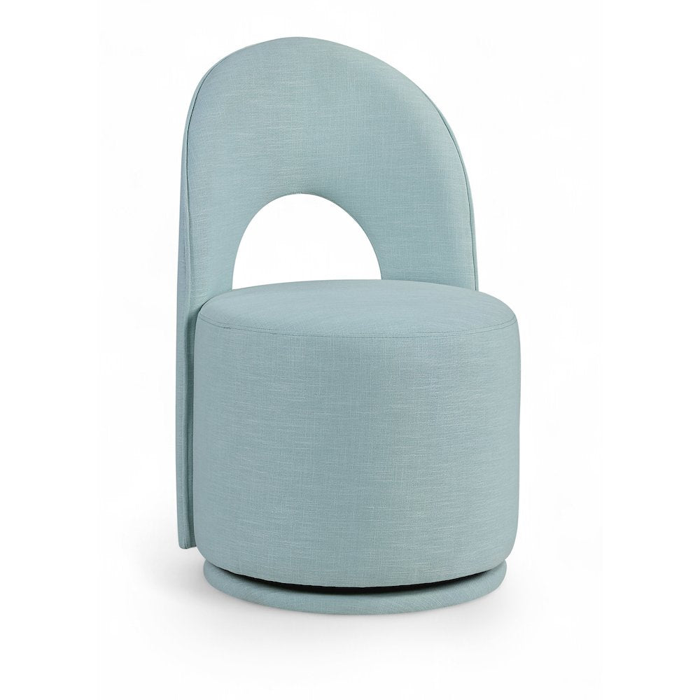 Light Blue Linen Textured Performance Fabric Upholstered Dining Chair, Set of 2