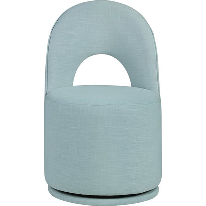Light Blue Linen Textured Performance Fabric Upholstered Dining Chair, Set of 2