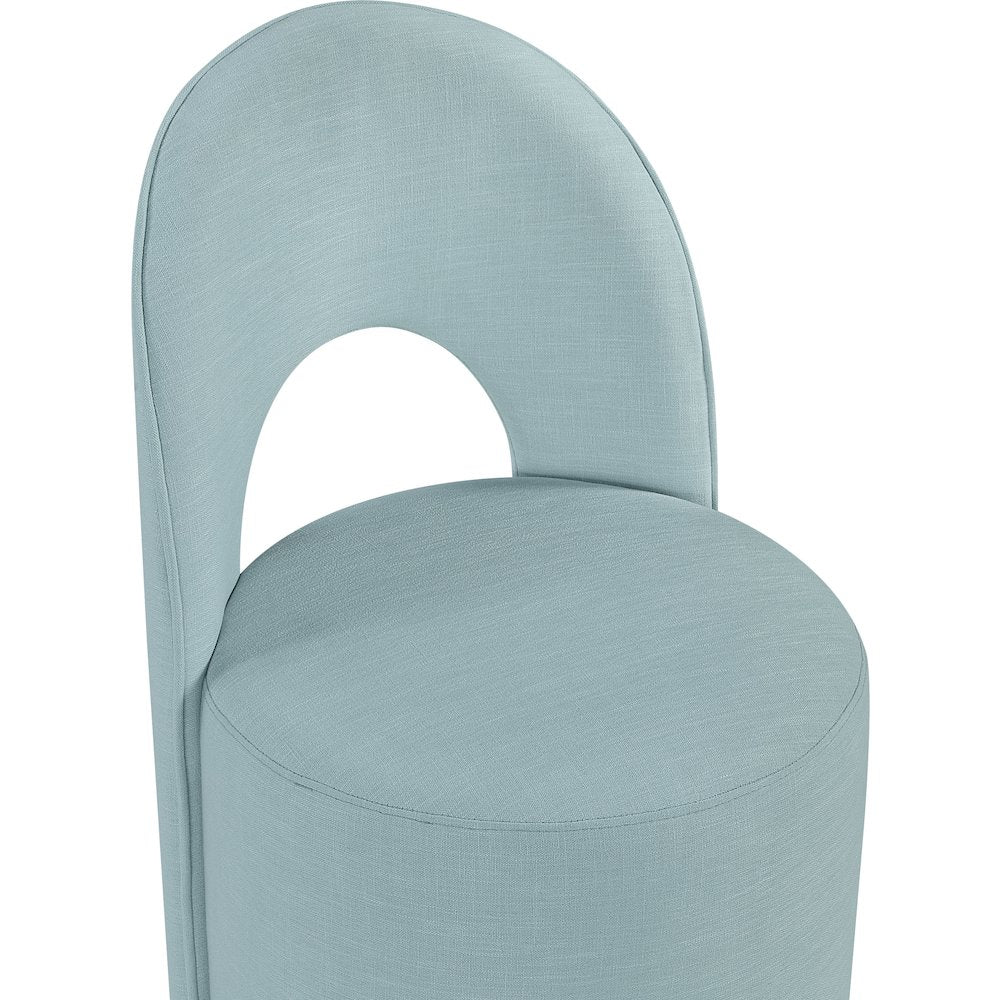 Light Blue Linen Textured Performance Fabric Upholstered Dining Chair, Set of 2