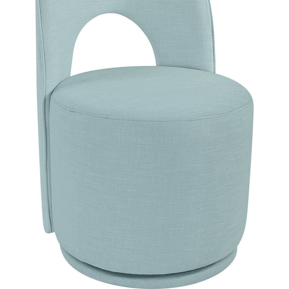 Light Blue Linen Textured Performance Fabric Upholstered Dining Chair, Set of 2
