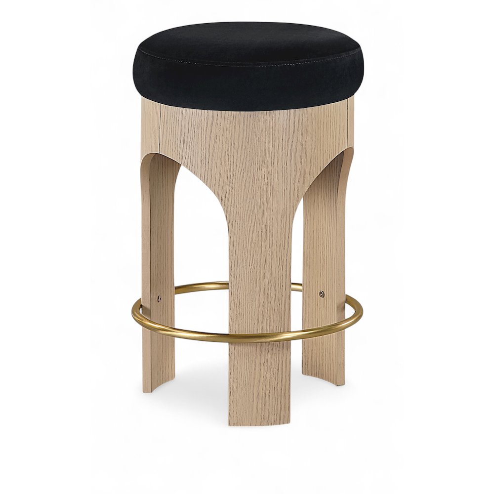 Bocceli Black Velvet Upholstered Counter Stool