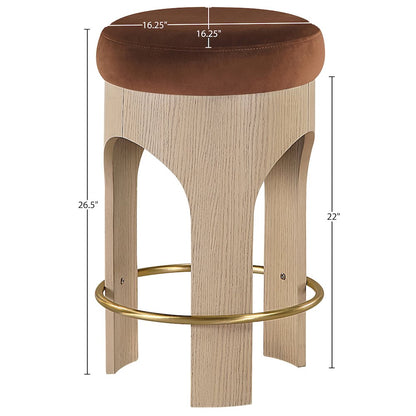Bocceli Cognac Velvet Upholstered Counter Stool