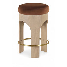 Bocceli Cognac Velvet Upholstered Counter Stool