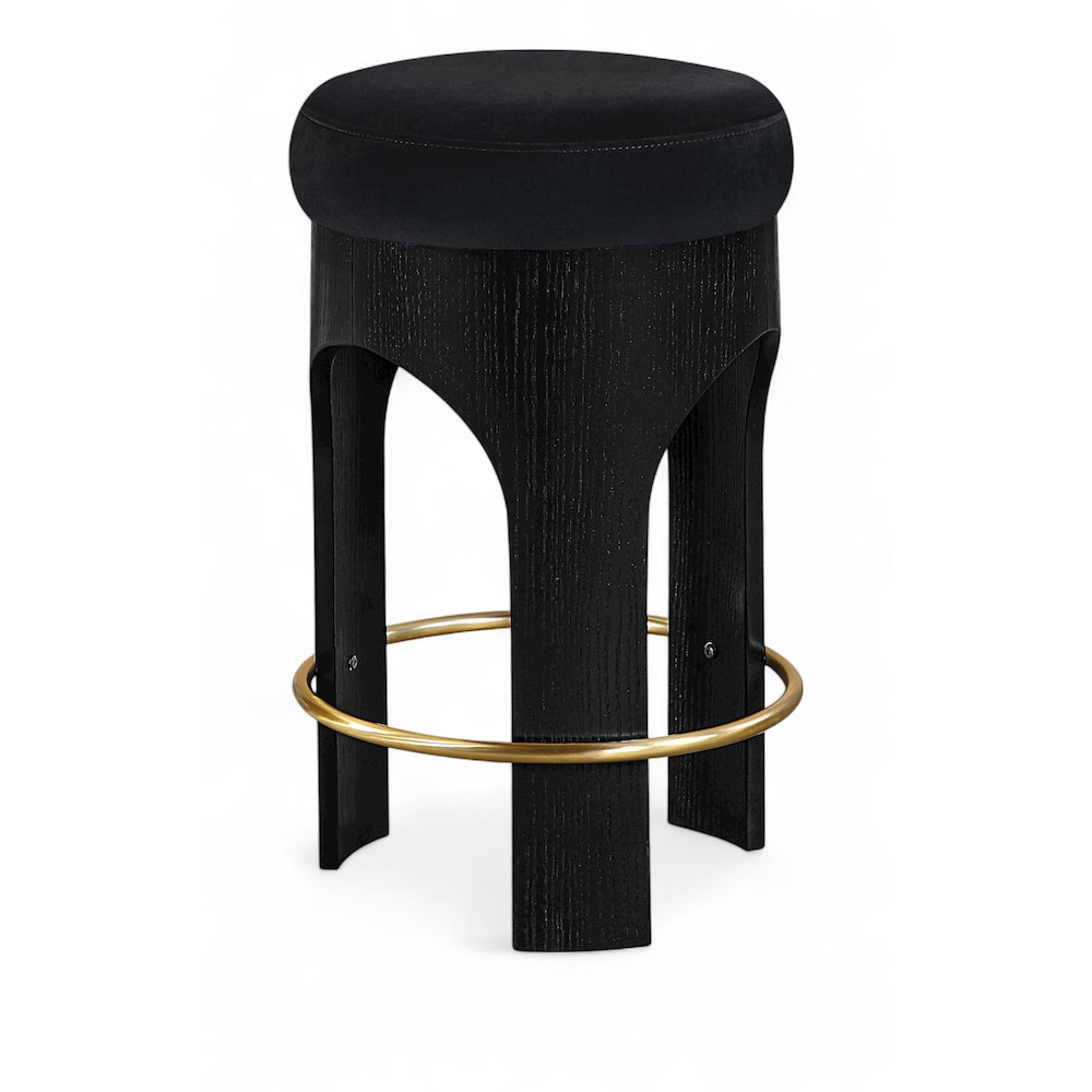 Bocceli Black Velvet Upholstered Counter Stool