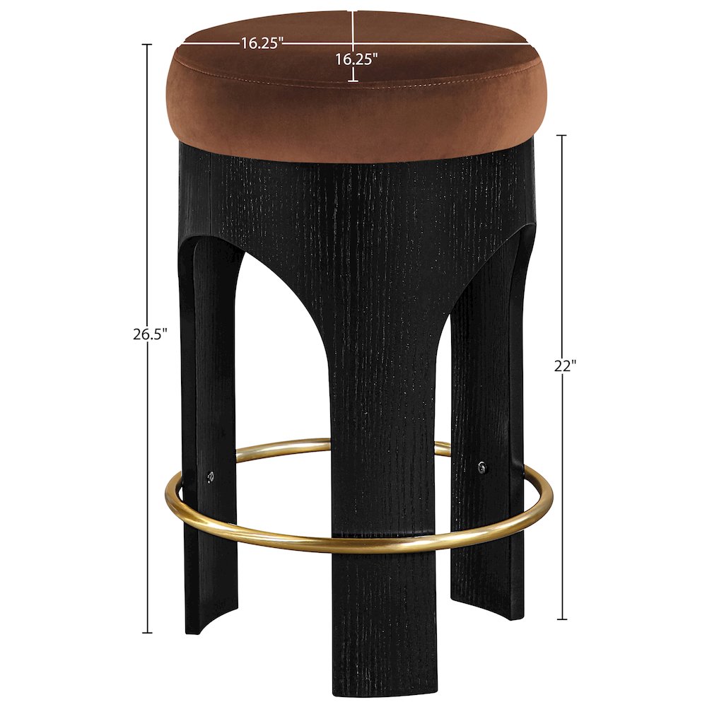 Bocceli Cognac Velvet Upholstered Counter Stool