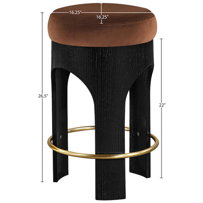 Bocceli Cognac Velvet Upholstered Counter Stool