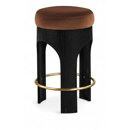 Bocceli Cognac Velvet Upholstered Counter Stool