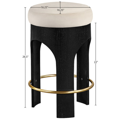 Bocceli Cream Velvet Upholstered Counter Stool