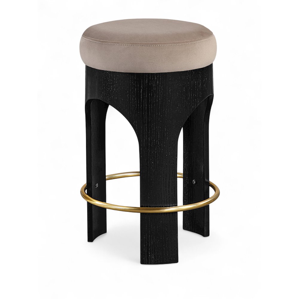 Bocceli Taupe Velvet Upholstered Counter Stool