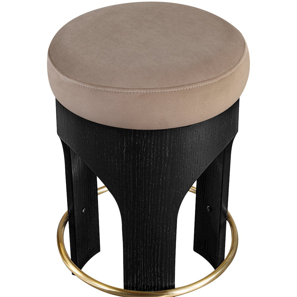 Bocceli Taupe Velvet Upholstered Counter Stool