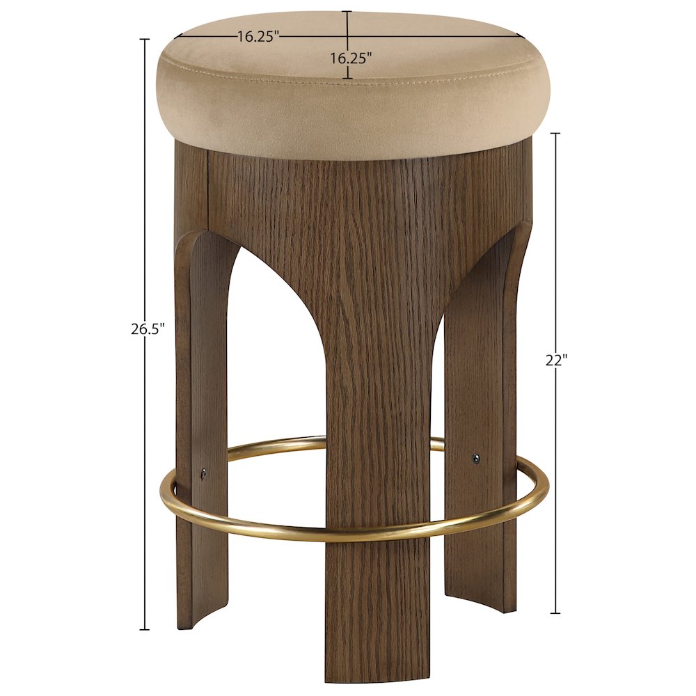 Bocceli Beige Velvet Upholstered Counter Stool