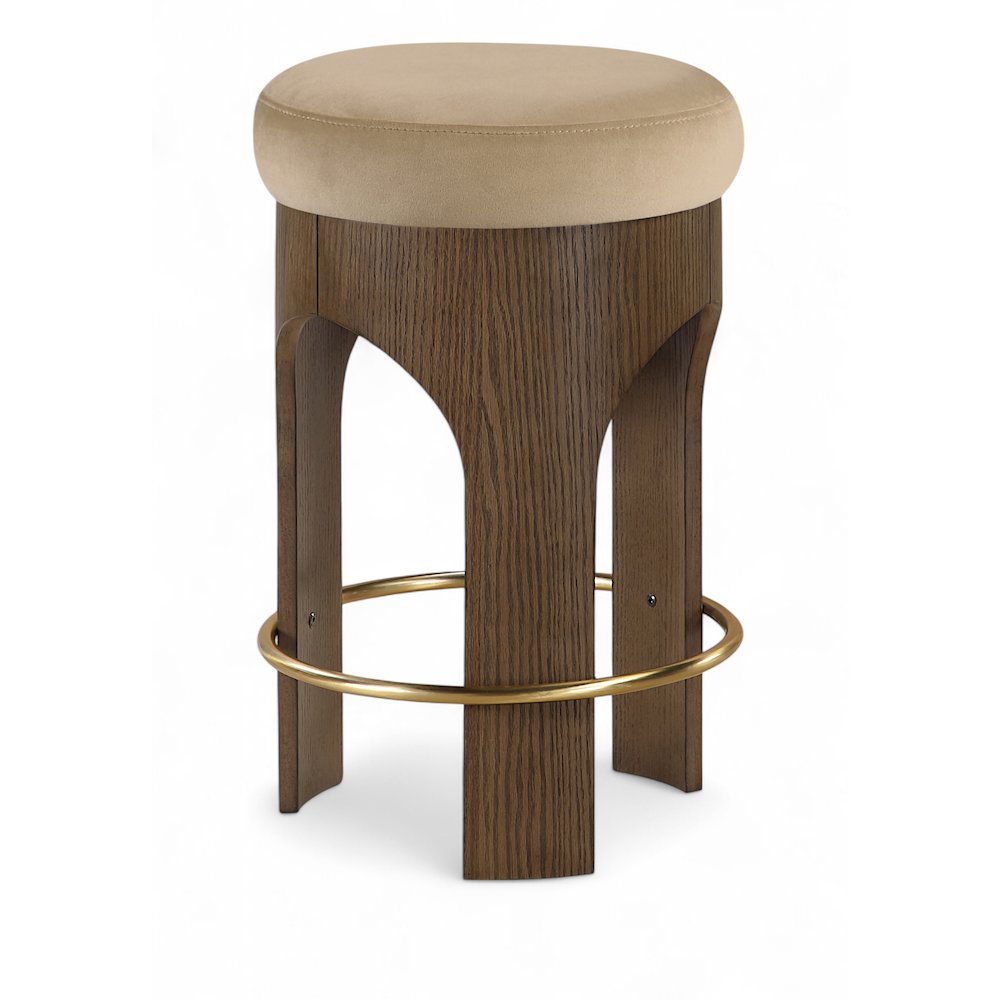 Bocceli Beige Velvet Upholstered Counter Stool