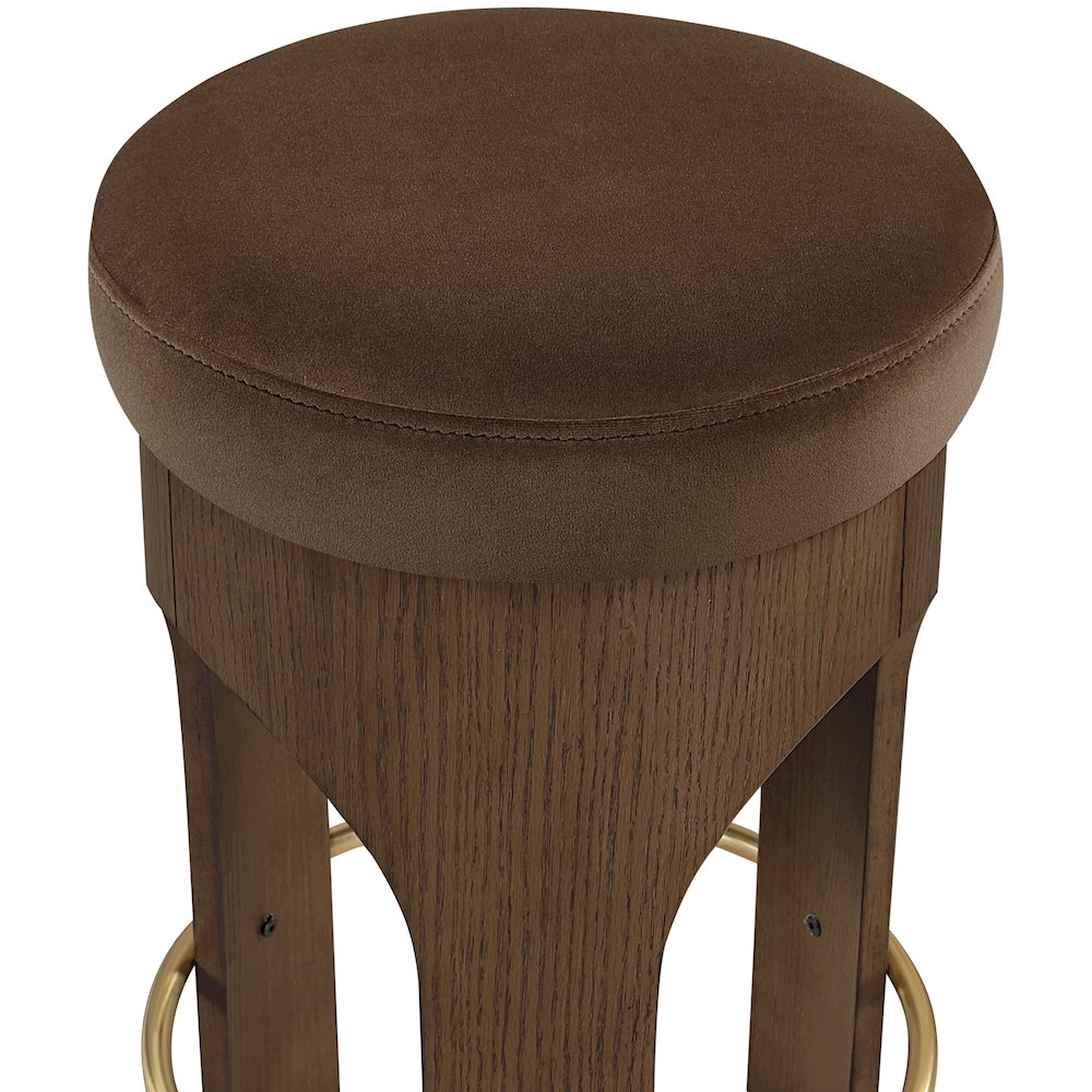 Bocceli Brown Velvet Upholstered Counter Stool