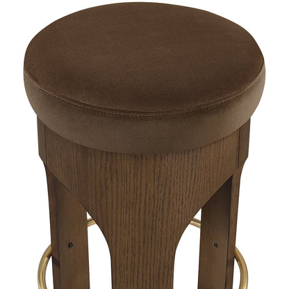 Bocceli Brown Velvet Upholstered Counter Stool