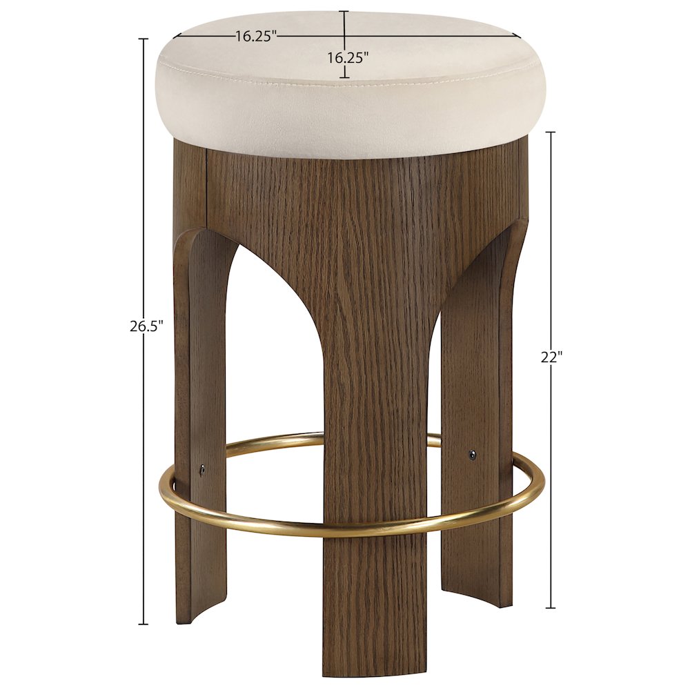 Bocceli Cream Velvet Upholstered Counter Stool
