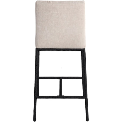 Reeves Beige Chenille Fabric Upholstered Counter Stool, Set of 2