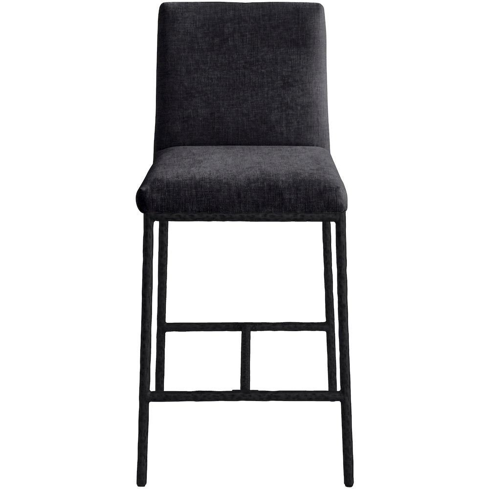 Reeves Black Chenille Fabric Upholstered Counter Stool, Set of 2