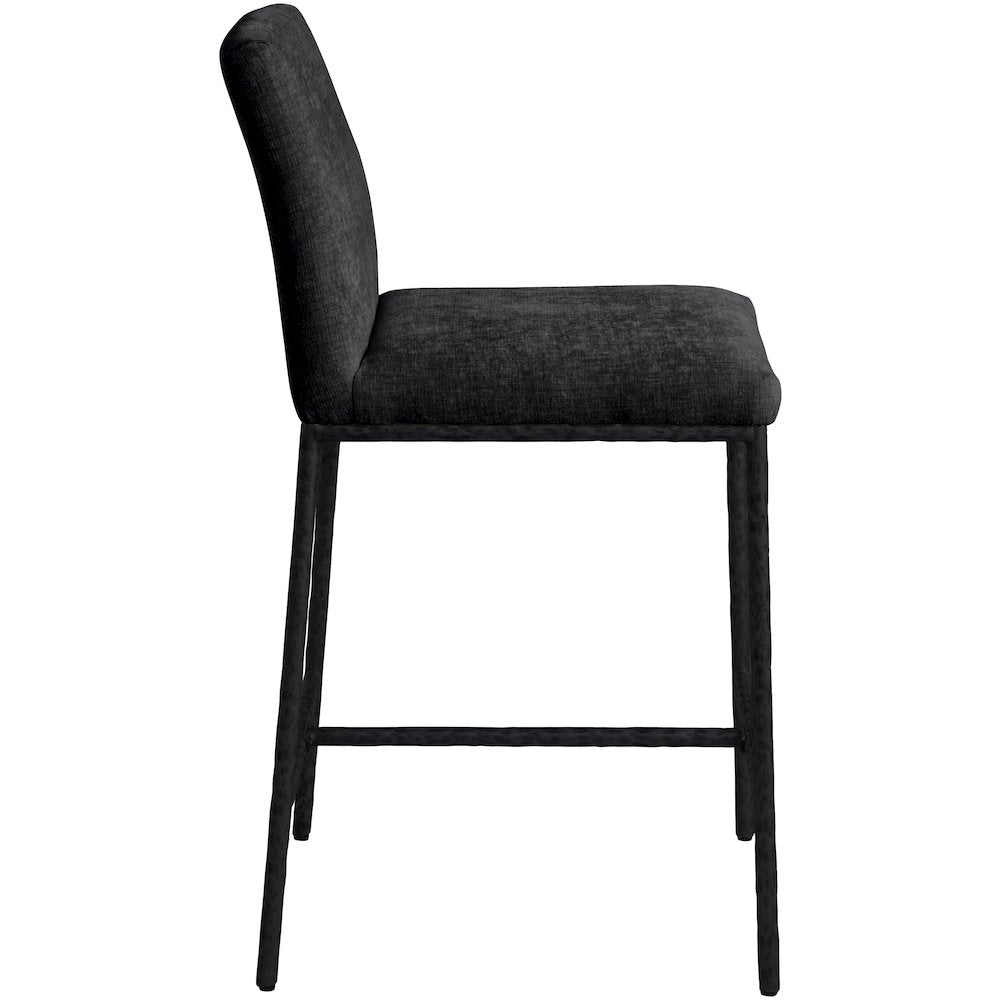 Reeves Black Chenille Fabric Upholstered Counter Stool, Set of 2