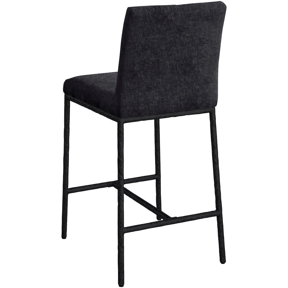 Reeves Black Chenille Fabric Upholstered Counter Stool, Set of 2