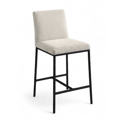 Reeves Cream Chenille Fabric Upholstered Counter Stool, Set of 2