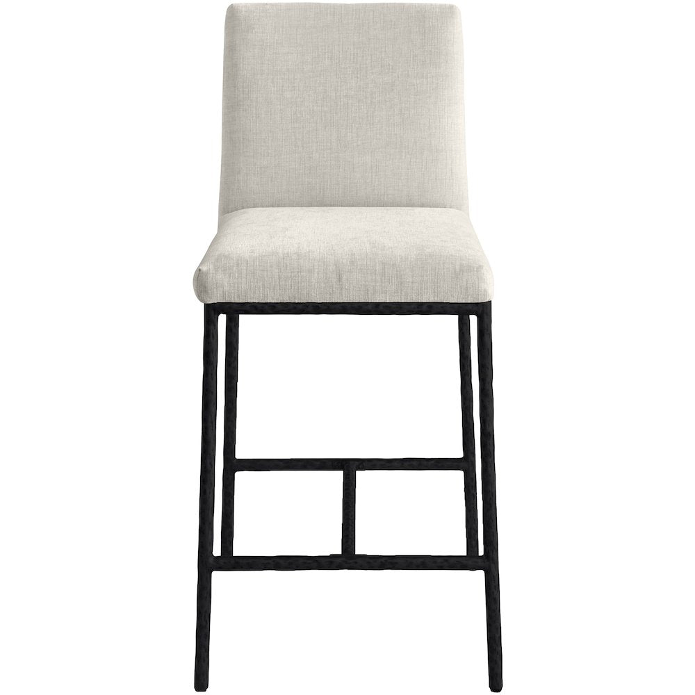Reeves Cream Chenille Fabric Upholstered Counter Stool, Set of 2