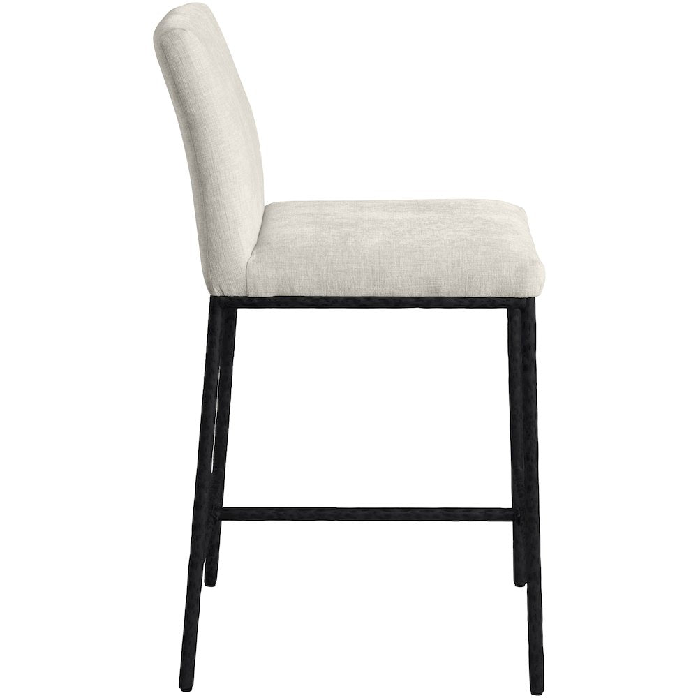 Reeves Cream Chenille Fabric Upholstered Counter Stool, Set of 2