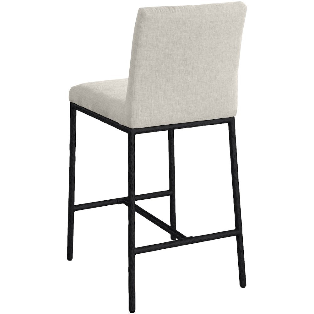 Reeves Cream Chenille Fabric Upholstered Counter Stool, Set of 2