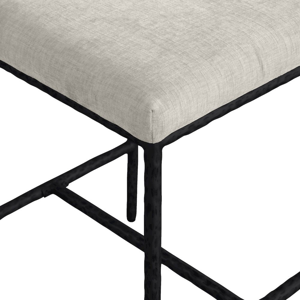 Reeves Cream Chenille Fabric Upholstered Counter Stool, Set of 2