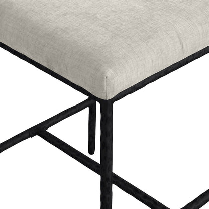 Reeves Cream Chenille Fabric Upholstered Counter Stool, Set of 2