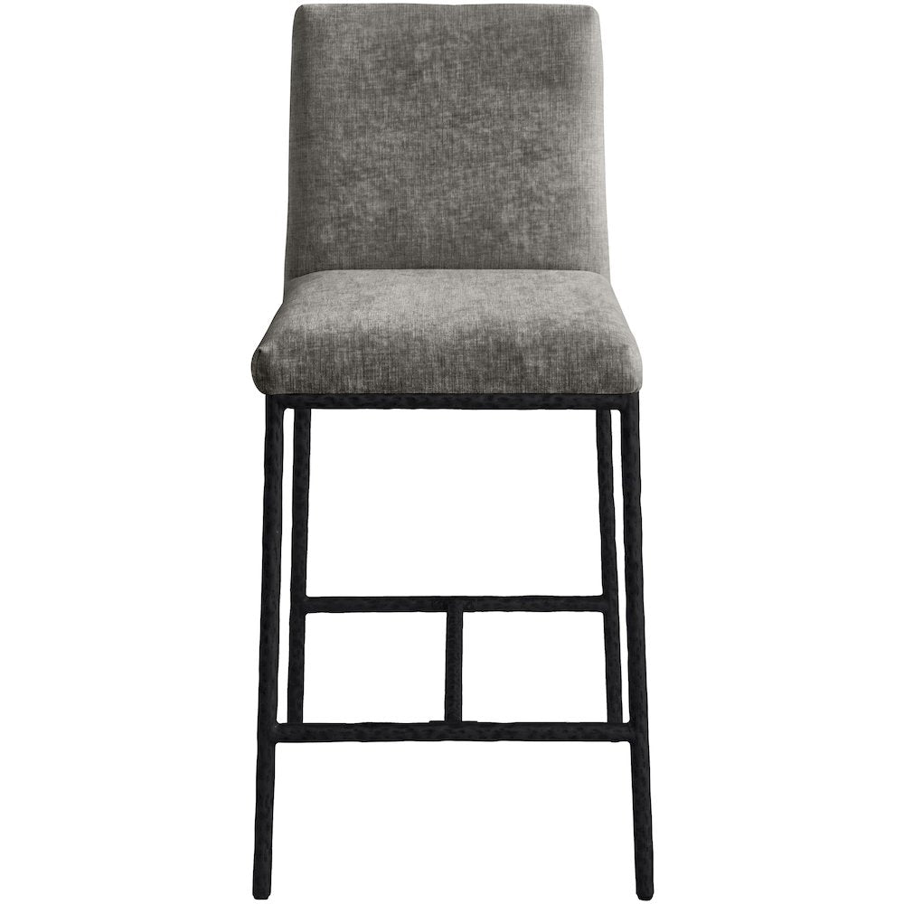 Reeves Grey Chenille Fabric Upholstered Counter Stool, Set of 2