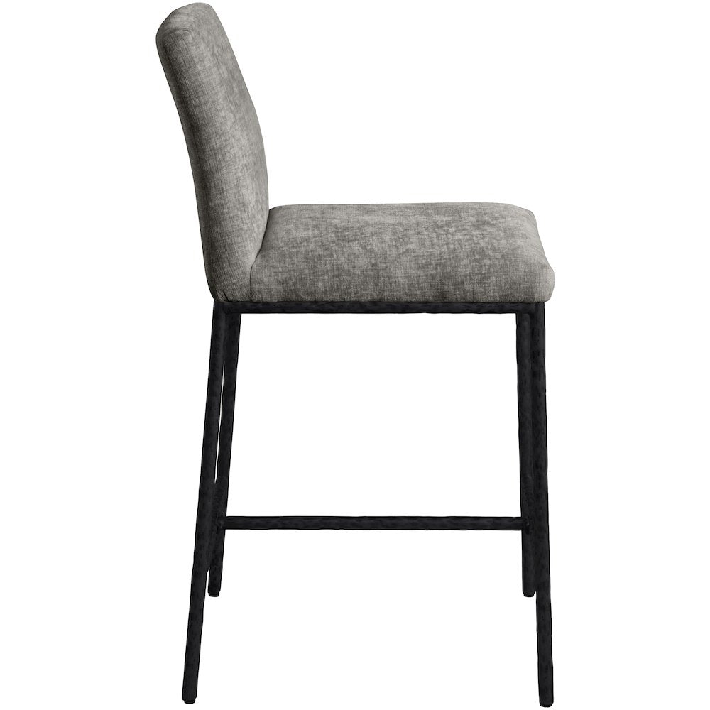 Reeves Grey Chenille Fabric Upholstered Counter Stool, Set of 2